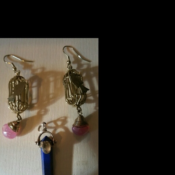 Bundling...lapis pendant w/ moonstone and birdcage