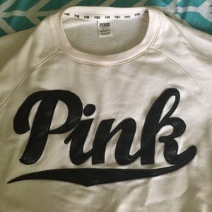 leather white & black pink hoodie