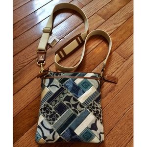 Coach denim patchwork cross body bag