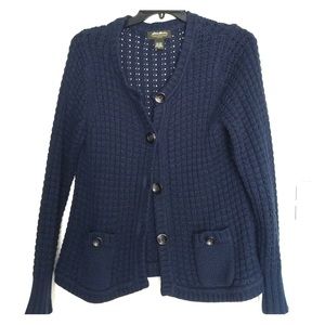 Navy button up sweater