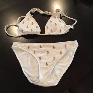 Polo white bikini with gold polos