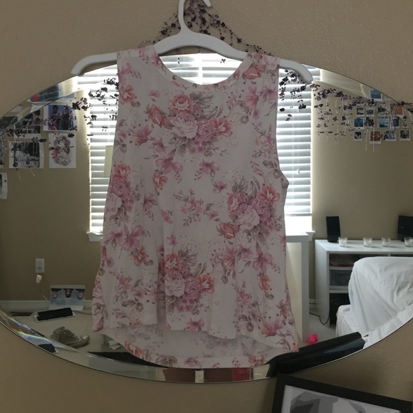 Pink floral muscle tee