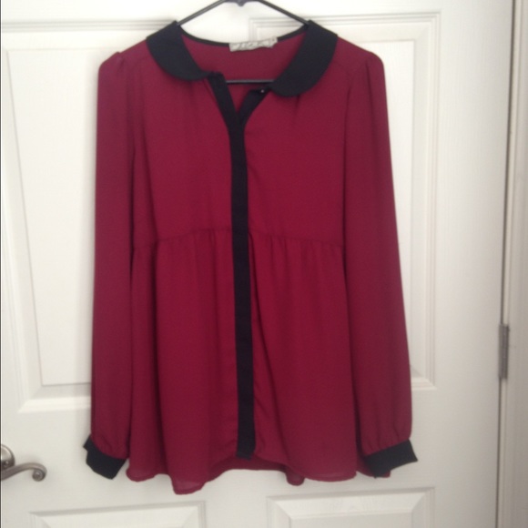 Maroon and black chiffon shirt