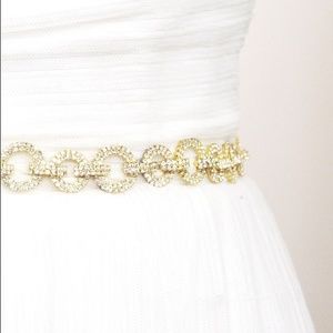 Rhinestone encrusted gold wedding belt/sash