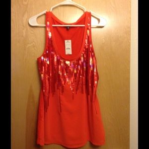Express red sequin tank