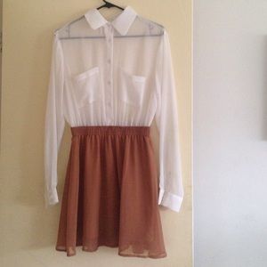 Really cute cream and chestnut dress
