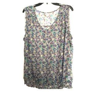 Sheer floral sleeveless top