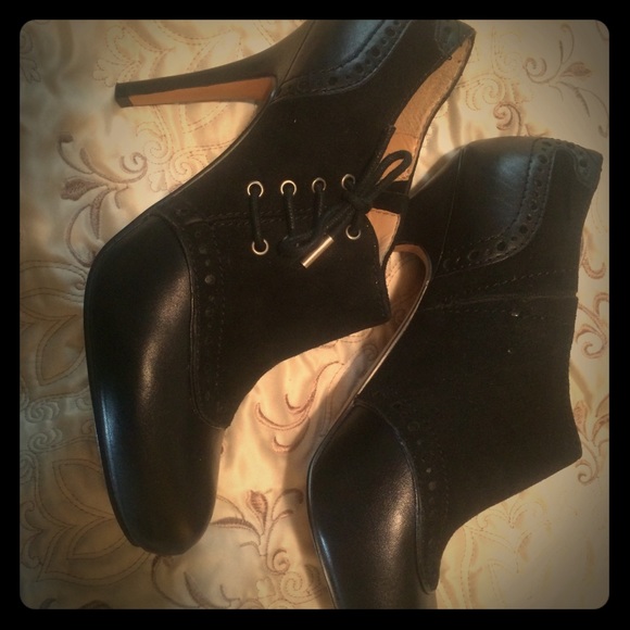 Joan and David Eunice bootie heels