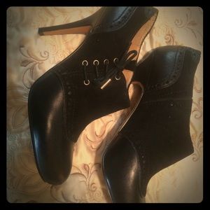 Joan and David Eunice bootie heels