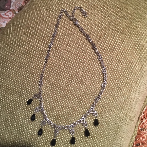 Brighton necklace with onyx droplet stones