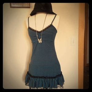 Teal and black striped pirate festival dress