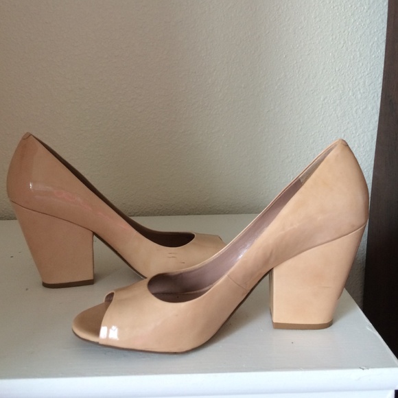 Chunky peep toe heels