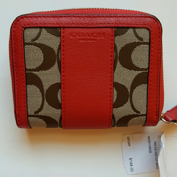 Coach Orange ( Vermillion ) & Khaki Wallet NWT - Picture 2 of 4
