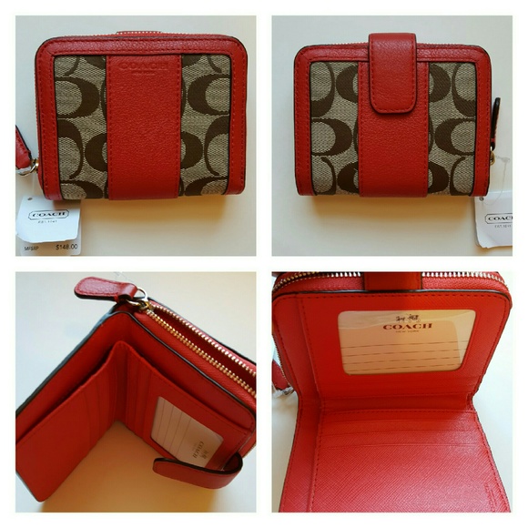 Coach Orange ( Vermillion ) & Khaki Wallet NWT - Picture 4 of 4