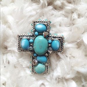 Cross turquoise ring