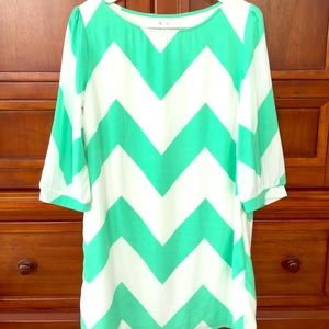 Mint green and white chevron dress