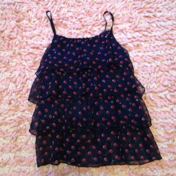 Navy blue ruffle tank tee