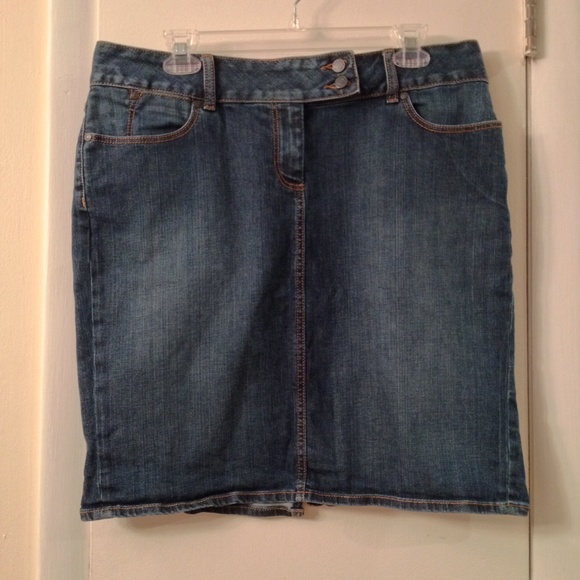 Talbots 12 Petite Denim Jean Skirt 5 Pockets