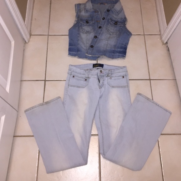 Boot leg white wash jeans, size 7