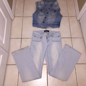 Boot leg white wash jeans, size 7