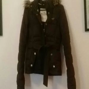 Hollister Brown jacket with fur!
