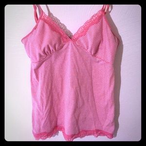 Pink & White striped Tank top.