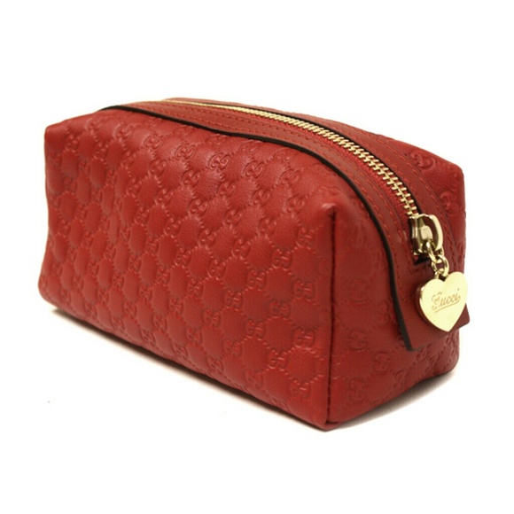 Gucci Red Leather Cosmetic Case