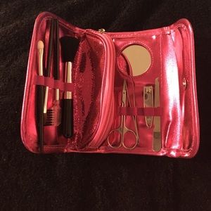 Pink sparkle cosmetic tool bag