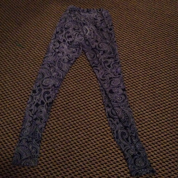 Blue and gray paisley print leggings - Picture 1 of 1