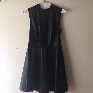 Black fake leather short dress