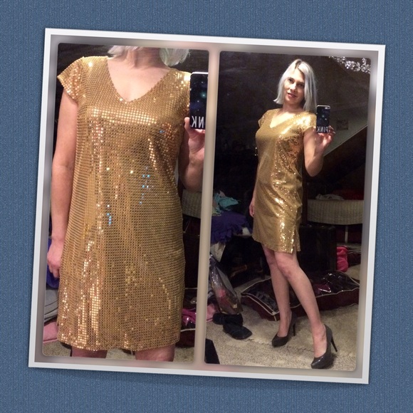 Avon/mark. Gold Sequin Dress (NEW) - Picture 4 of 5