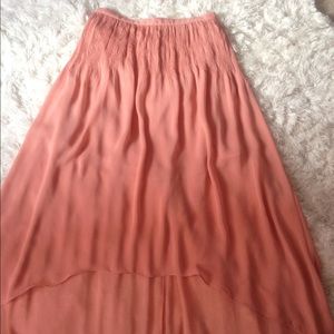 Peach high low skirt