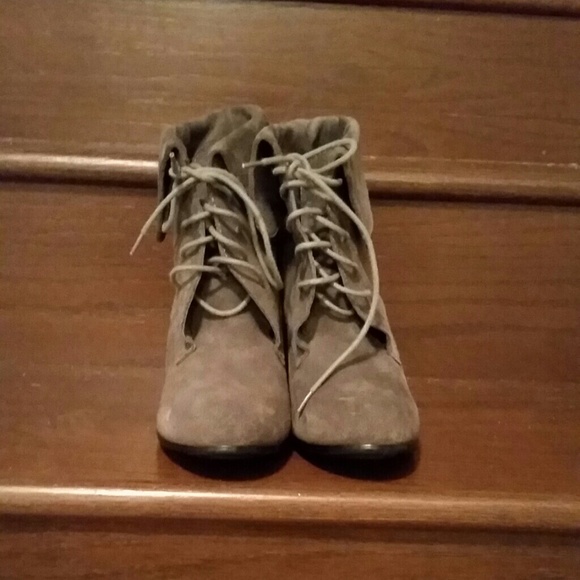 Barley word Grey Suede Booties