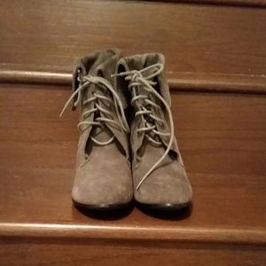 Barley word Grey Suede Booties