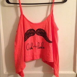 Coral mustache top!