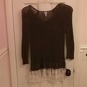 Sweater with lace trim