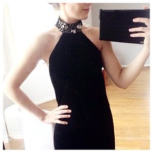Velvet dog-collar style cocktail dress