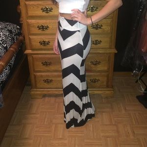 Black and white chevron maxi skirt