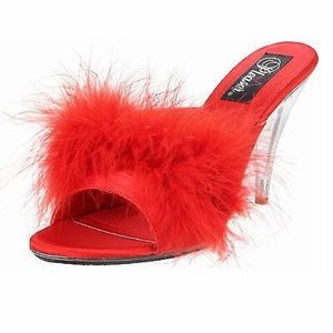 Fabulicious Pleaser Red Feather Heels