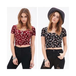 Floral Velvet Crop Top