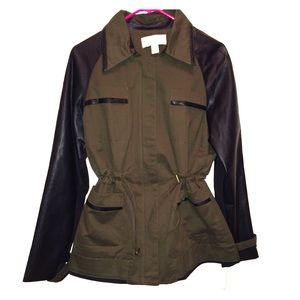 Bagatelle Faux Leather Sleeve and Cotton Anorak