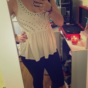 Studded flair tank top