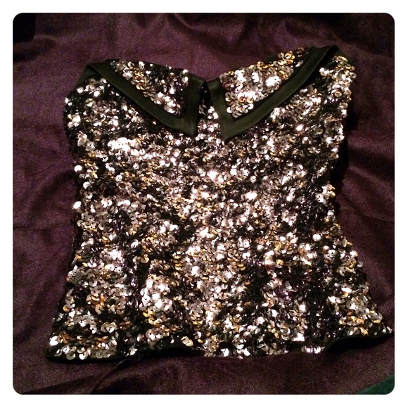 Bebe silver sequin tube top
