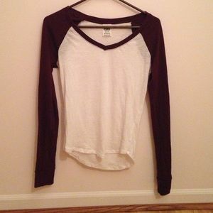 maroon pink baseball Tee