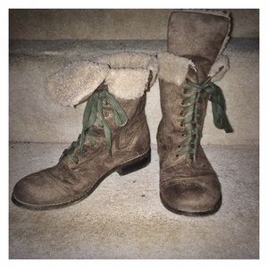 Brown/Army Green Combat Boots