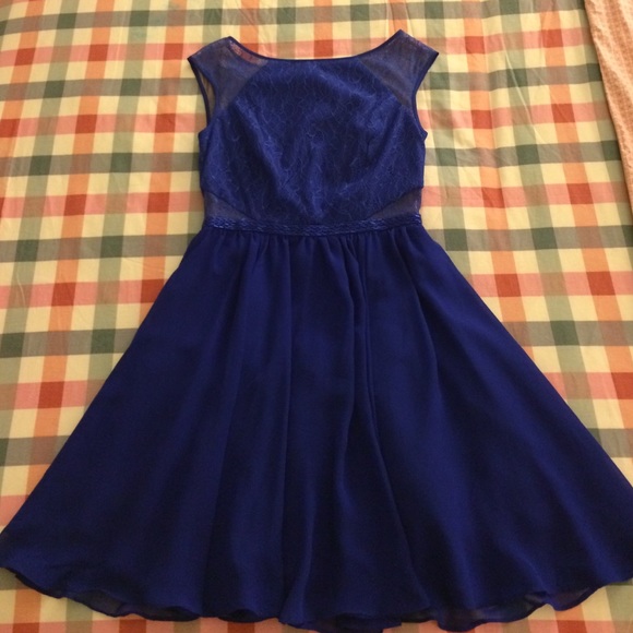 Blue Dress with Lace and Sequin