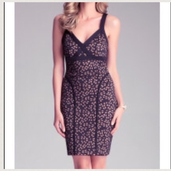 Bebe Black Tan laser cut dress - small