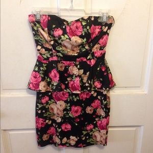 Forever 21 strapless blackfloral dress, NEVER WORN