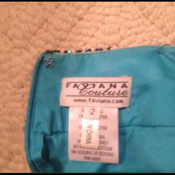 Faviana blue floral prom dress - Picture 3 of 4