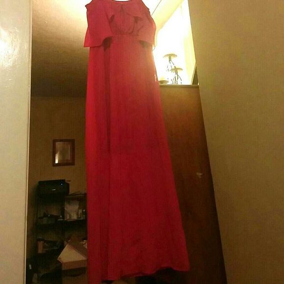 Hot pink long sheer/above knee dress